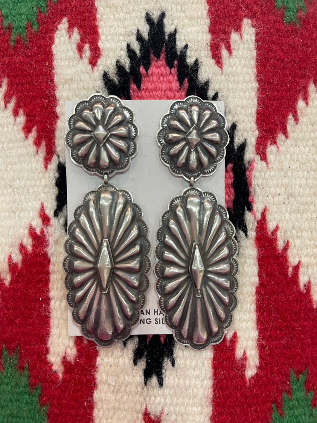 Silver Concho Earrings - Oval Top